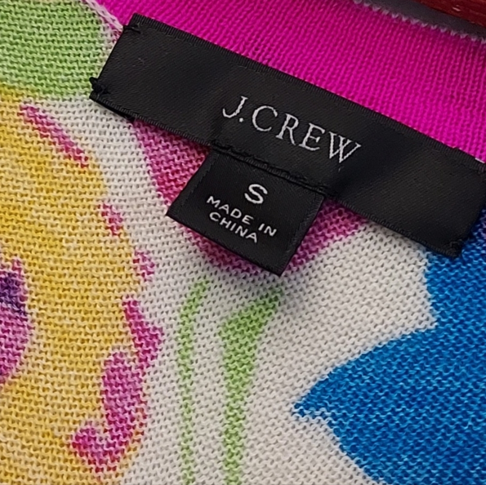 J. Crew Floral Pullover Merino Wool Sweater Size Small Crewneck - Picture 11 of 12